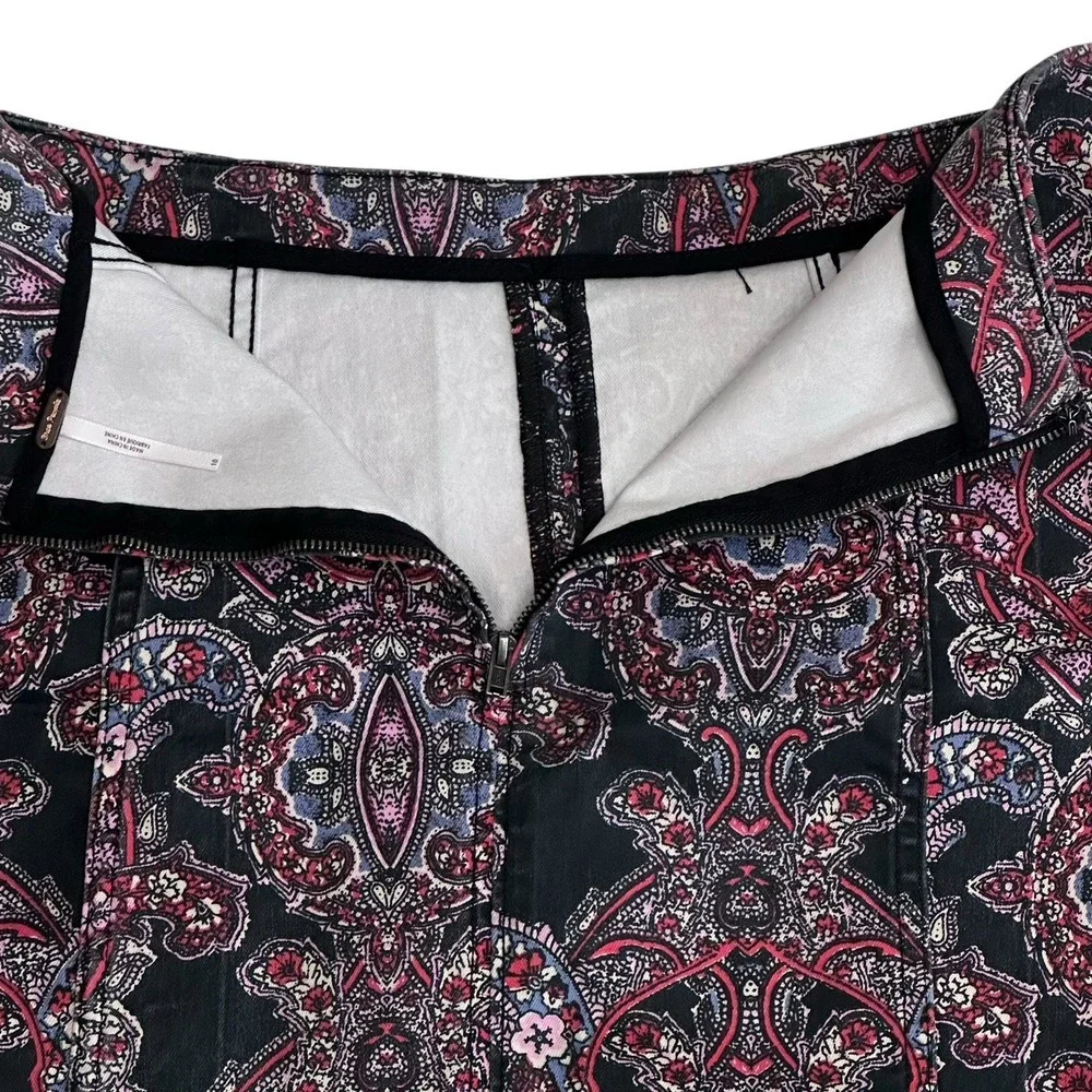 Free People Pencil Mini‎ Skirt Paisley Stretch Women's Size 10 NWT